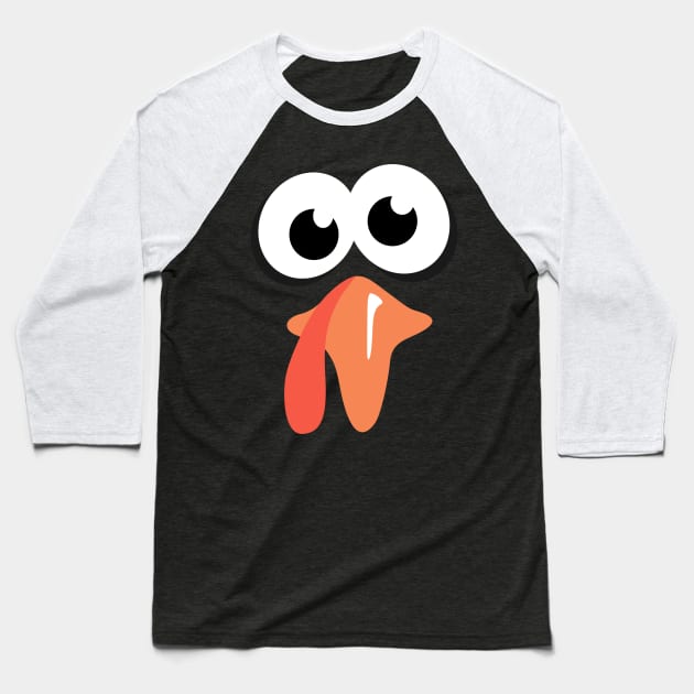 Silly Turkey Face Funny Thanksgiving Fall Joke Humor Tee Baseball T-Shirt by DerrickDesigner